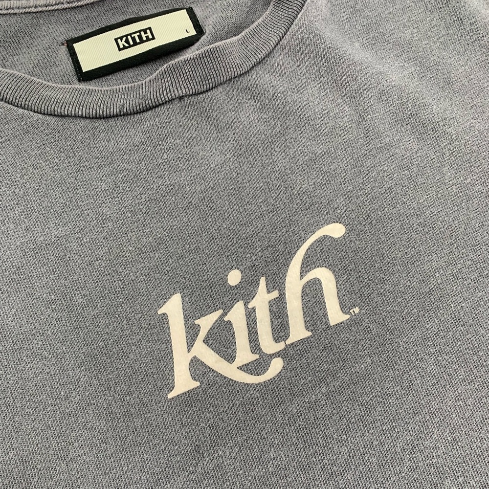 KITH Pigment Dyed Swash Logo Tee, Shark - Sz L - Picture 8 of 16